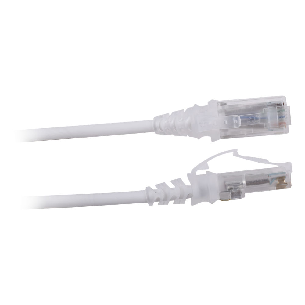 Patch Cord MC6 Modular Cat6 UTP, CM/LS0H, 2.13 Metros (7 Pies), Color Blanco, Diámetro Reducido (28AWG)
