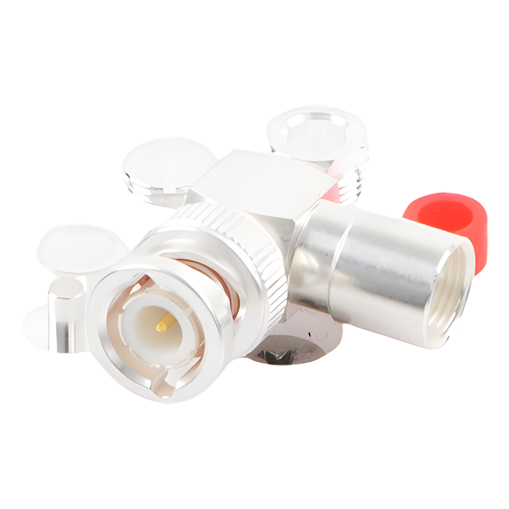Conector BNC Macho en Ángulo Recto de Rosca para LP-195, LP-142, LMR-195, RG-58/U, RG-142/U, Plata/Oro/Teflón