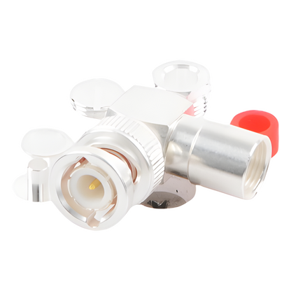 Conector BNC Macho en Ángulo Recto de Rosca para LP-195, LP-142, LMR-195, RG-58/U, RG-142/U, Plata/Oro/Teflón