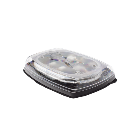 Mini torreta de 48 LED 10 Pulgadas, Ambar/Claro, Lente Transparente, Montaje Permamente Y Conexión Por Cableado