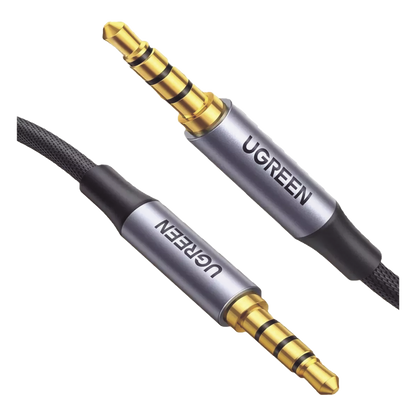 Cable Auxiliar de 3.5mm / Cable Audio Estéreo / Núcleo de Alambre de Cobre Esmaltado / Carcasa de Aluminio Azul + Nylon Trenzado / Soporta Micrófono
