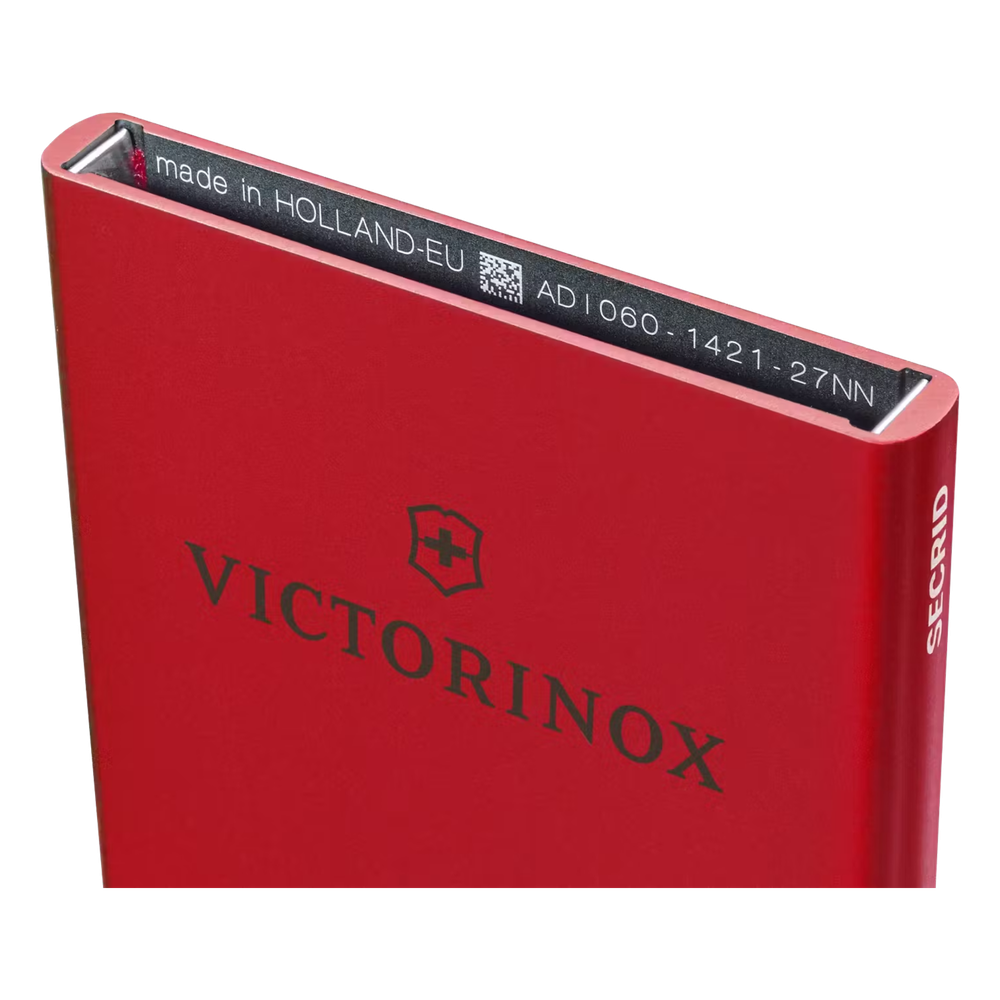 Tarjetero / Almacenamiento Seguro 4-6 Tarjetas / Aluminio Duradero / Protección RFID / Sistema Deslizamiento Patentado / Color Rojo.
