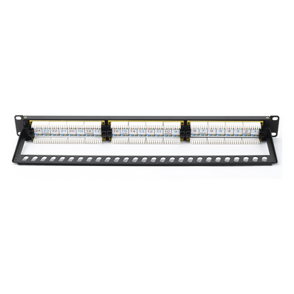 Panel de Parcheo de Impacto (110) UTP de 24 Puertos Cat6A, 19 Pulgadas (48.26 cm), con Barra para Organizar Cables y Espacio para Etiqueta