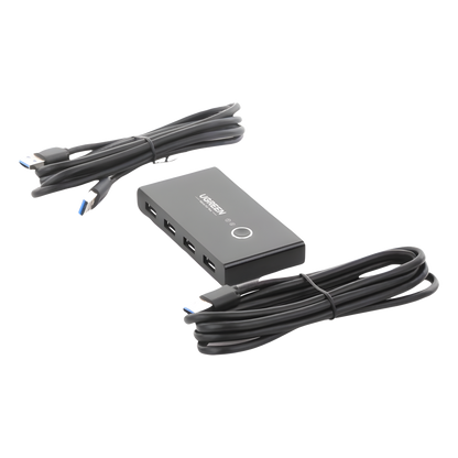 Conmutador USB para Compartir 4 Puertos USB 3.0 a 2 PC Ìs | Cambio Mediante Botón | Incluye Dos Cables USB de 1.5 m | ABS | Permite que 2 Usuarios