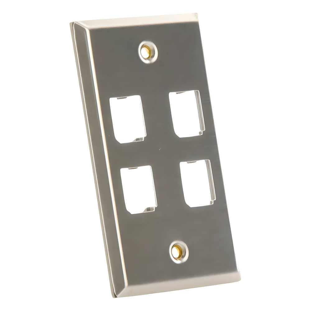 Placa de Pared Vertical, de Acero Inoxidable, Salida Para 4 Puertos Mini-Com