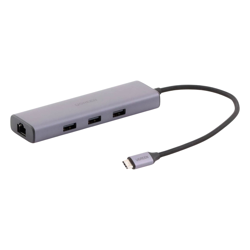 HUB USB-C (Docking Revodok) 6 en 1 | 3 Puertos USB-A 3.0 (5 Gbps) | USB-C PD 100W | HDMI 4K@30Hz | Entrada 1 RJ45 (Gigabit Ethernet) | Chip de Última
