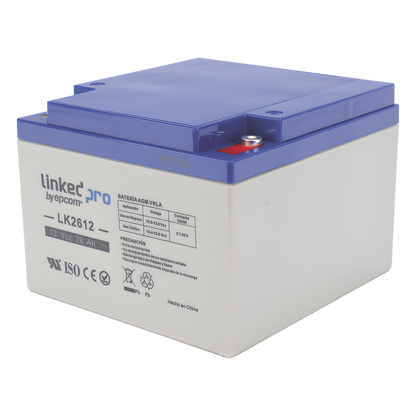 Batería de respaldo 12 V | 26 Ah AGM | Especial para Seguridad Electrónica | UPS | Sistemas de Emergencia | Vida útil 5 años | Terminales M5