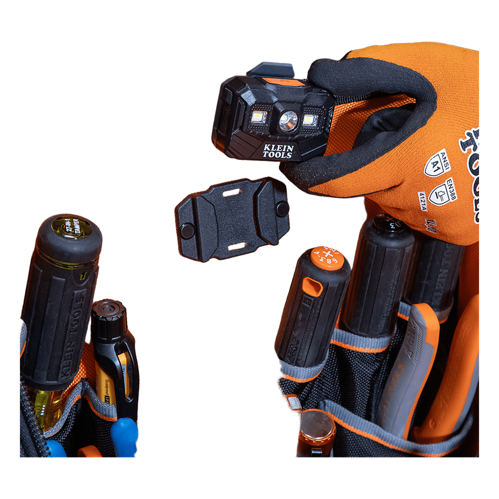 Mochila Profesional para Herramientas / 27 Bolsillos / Acceso Rápido y Estación de Trabajo / Base Moldeada Ancha / Interior Naranja / USB-C / Soporte