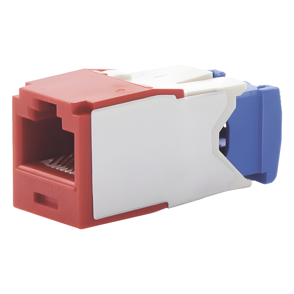 Conector Jack RJ45 Estilo TG, Mini-Com, Categoría 6A, de 8 Posiciones y 8 Cables, Color Rojo