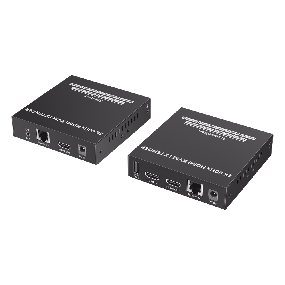 Kit Extensor KVM (HDMI y USB) hasta 120 metros | Transmite el Video y Controla tu DVR vía USB a distancia | Soporta resolución 4K @60Hz | Cat 6, 6a y