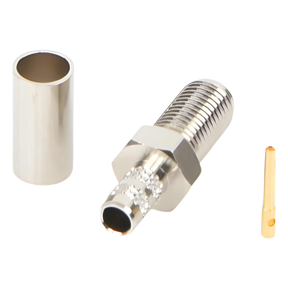 Conector SMA Hembra de Anillo Plegable para Cable RG-58/U, Niquel/ Oro / Teflón