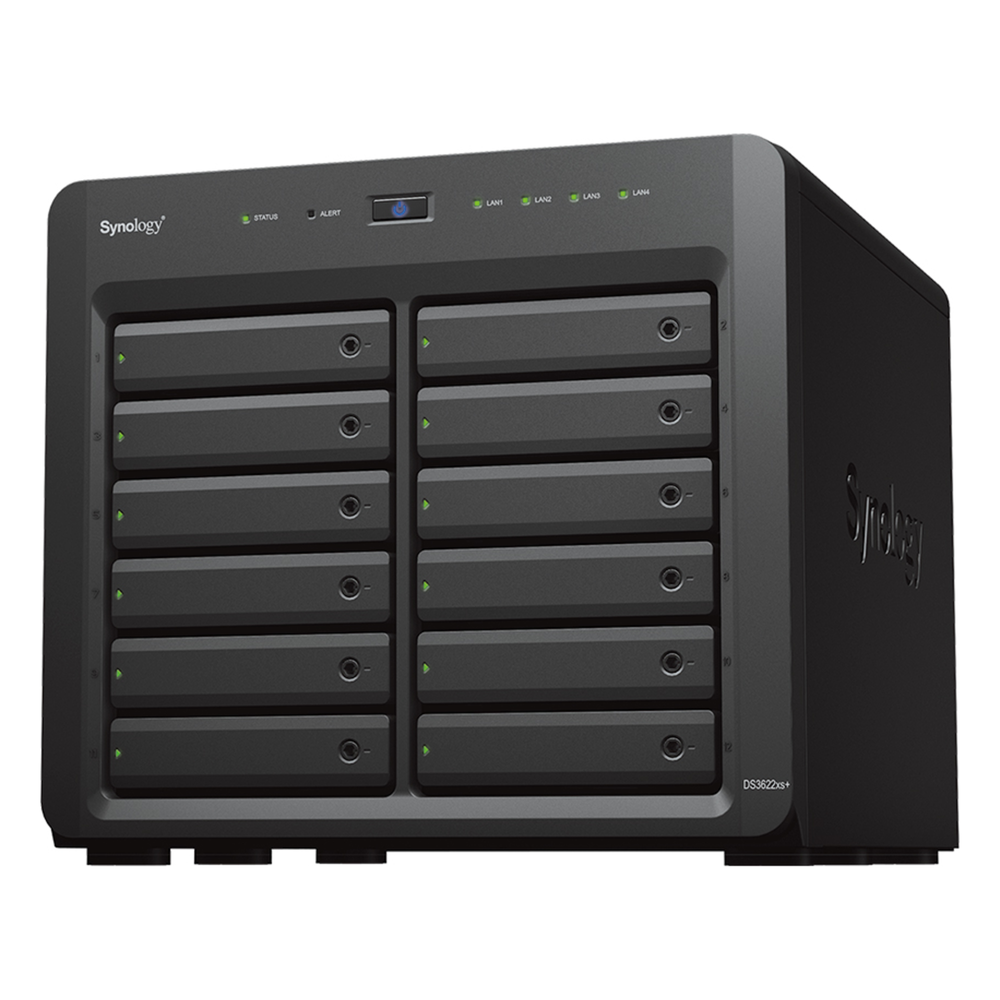 Servidor NAS Synology DiskStation DS3622xs+ | 12 Bahías | Intel Xeon 6 Núcleos | 16 GB DDR4 ECC | 10GbE RJ-45 | Expansión Hasta 36 Bahías | RAID F1