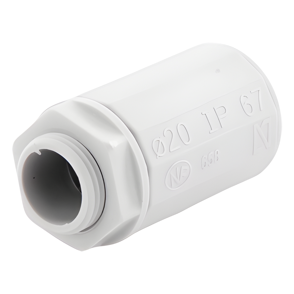 Conector de tubería rígida a caja (Racor), PVC Auto-extinguible, de 20 mm
