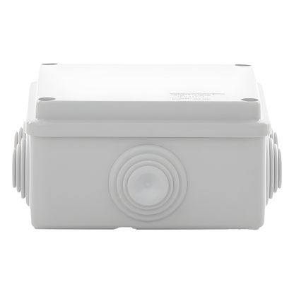 Caja Estanca de PVC Para Derivación y Conexión, 6 Entradas, Tapa Atornillada,100x100x50 mm (Área Interna), Uso Exterior IP55, Material que no Propaga