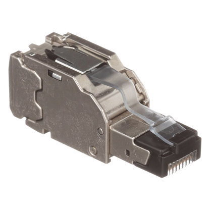 Plug RJ45 Blindado, Instalación Recta, Terminación en Campo Certificable, Compatible con Cat5e, Cat6 y Cat6A, Color Plata