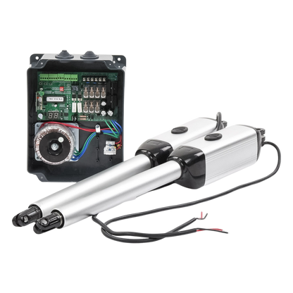 Kit de brazos para automatizar portones vehiculares abatibles de 2 hojas/ 3 Mts / 300 Kg / Uso solo residencial / Compatible con respaldo de energía