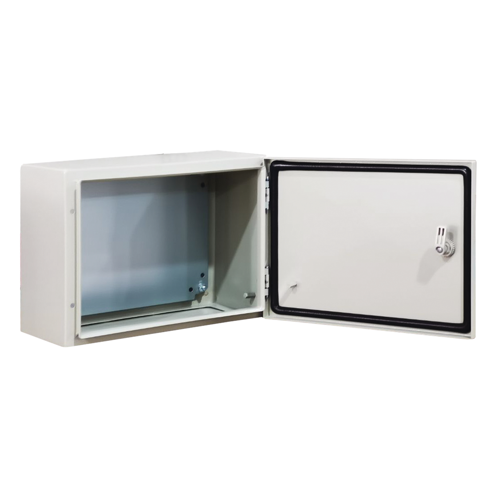 Gabinete de Acero IP66 Uso en Intemperie (500 x 300 x 300 mm) con Placa Trasera Interior Metálica y Compuerta Inferior Atornillable (Incluye Chapa y