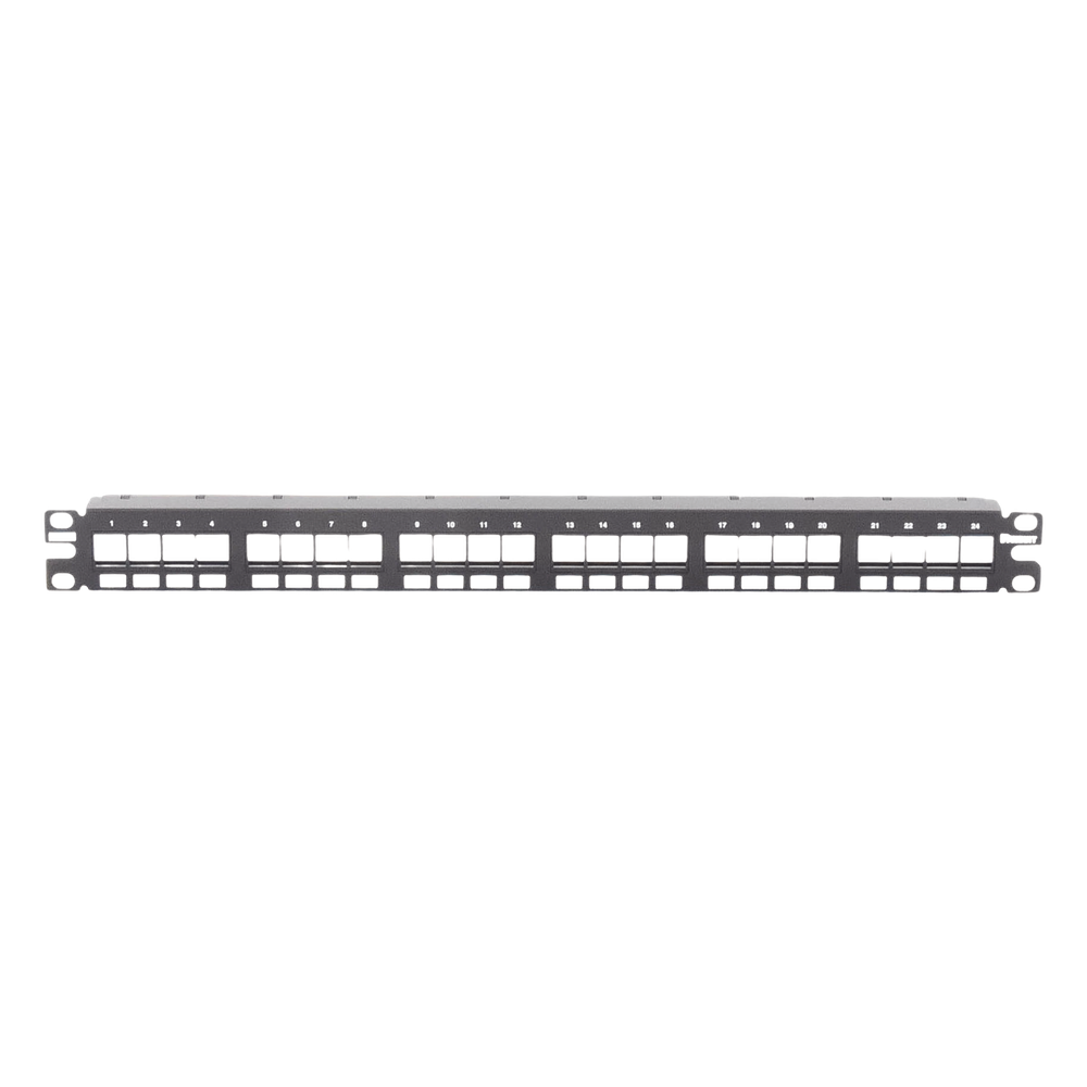 Panel de Parcheo Modular Keystone (Sin Conectores), Numerado y Espacio para Etiquetas, de 24 Puertos, 1UR