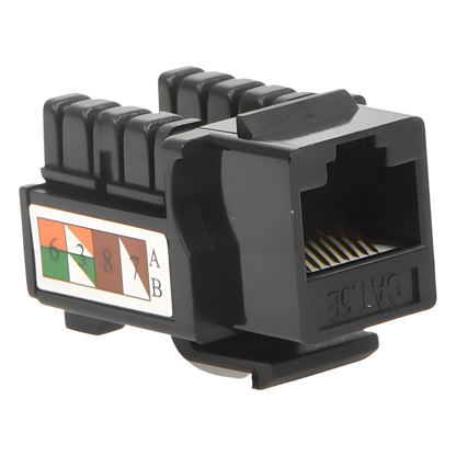 Módulo Jack Keystone Cat5e con Terminación 110 (Punchdown) para Faceplate - Color Negro