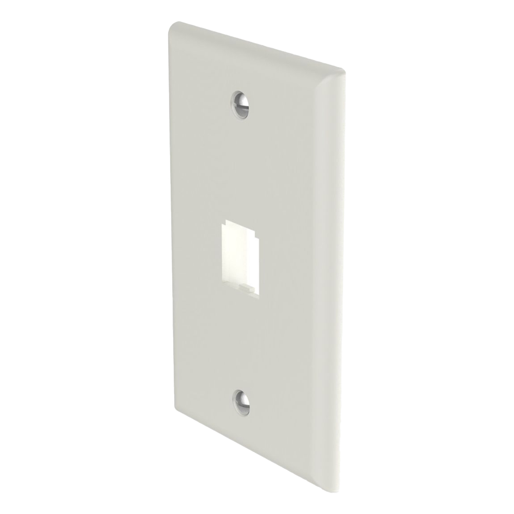 Placa de Pared Vertical Clásica, Salida Para 1 Puerto Mini-Com, Color Blanco Mate
