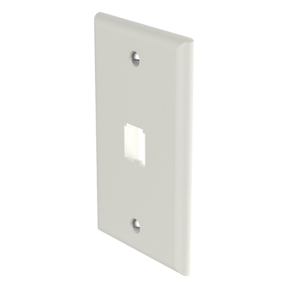 Placa de Pared Vertical Clásica, Salida Para 1 Puerto Mini-Com, Color Blanco Mate