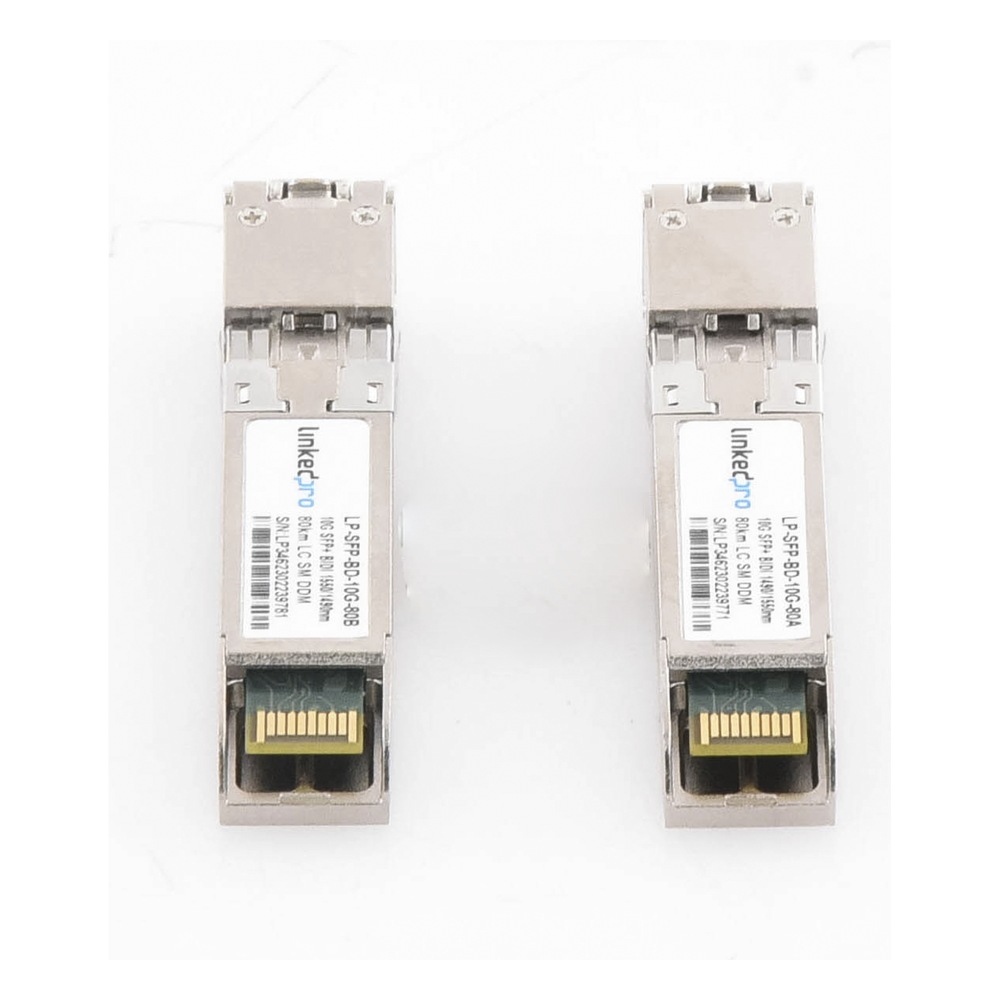 Transceptores Ópticos Bidireccionales SFP+ (Mini-Gbic) / Monomodo 1490 & 1550 nm / 10 Gbps / 10GBASE-BX / Conector LC/UPC Simplex / DDM / Hasta 80 km