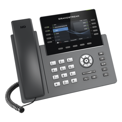 Teléfono IP Wi-Fi, Grado Operador, 10 líneas SIP con 5 cuentas, pantalla a color 4.3", puertos Gigabit, Bluetooth, PoE, codec Opus, IPV4/IPV6 con