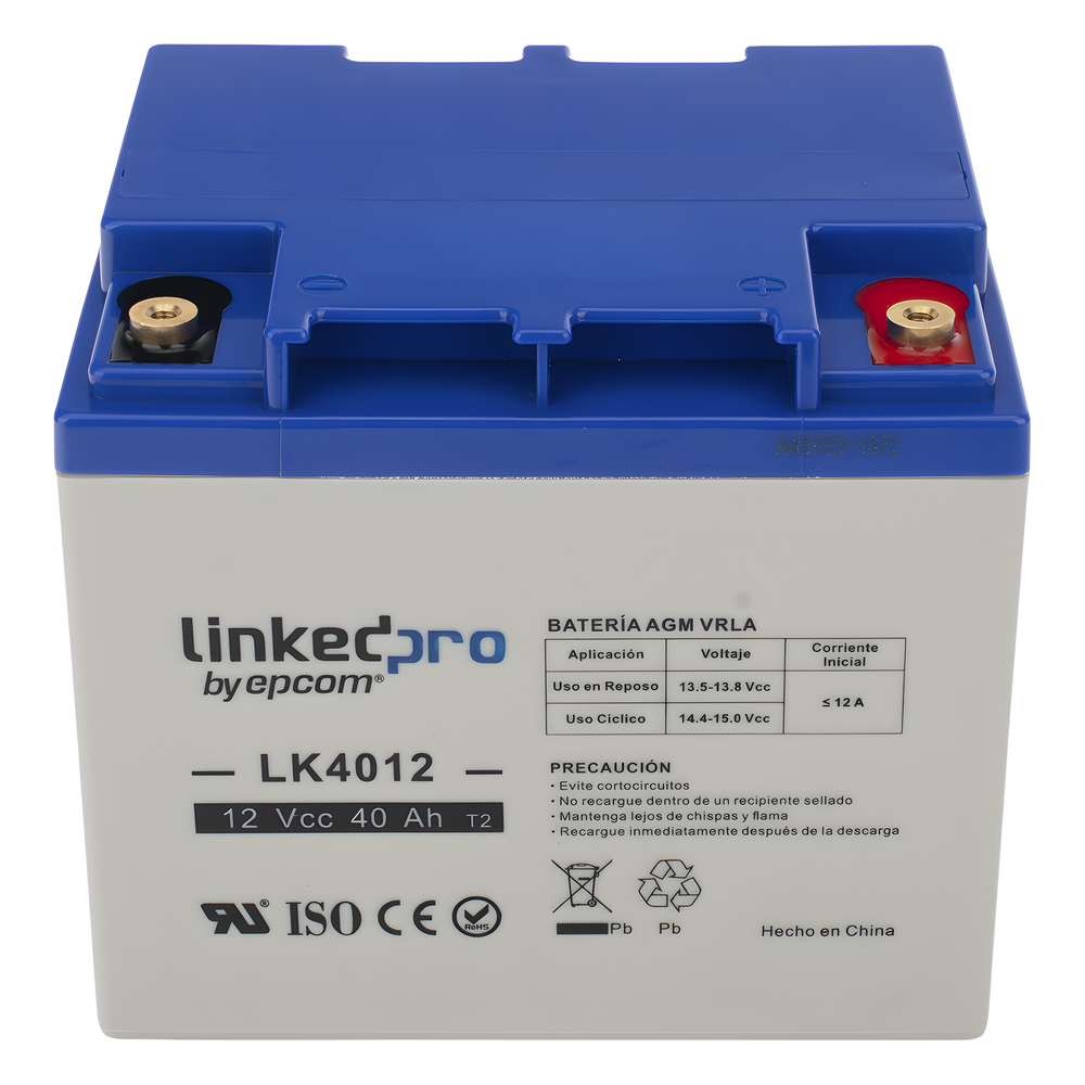 Batería de respaldo 12 V | 40 Ah | AGM | Especial para Seguridad Electrónica | UPS | Sistemas de Emergencia | Certificada UL | Vida útil 5 años |