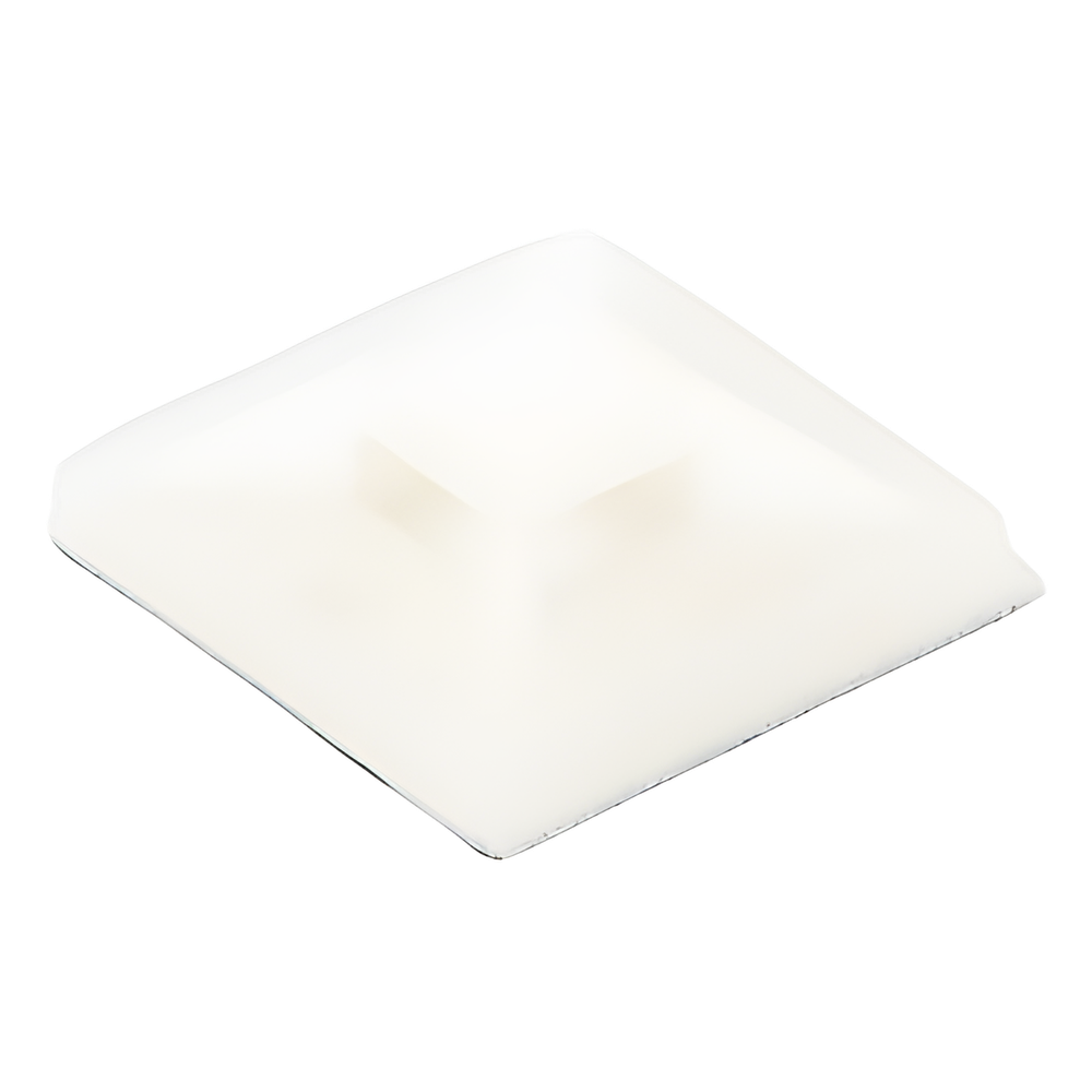 Montaje-Sujetador Adhesivo STRONGHOLD de 4 Vías de 1" x 1" x 1/4", Color Natural, Nylon 6.6 Retardante de Llamas V-2, Paquete de 100pz