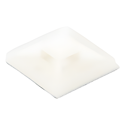 Montaje-Sujetador Adhesivo STRONGHOLD de 4 Vías de 1" x 1" x 1/4", Color Natural, Nylon 6.6 Retardante de Llamas V-2, Paquete de 100pz