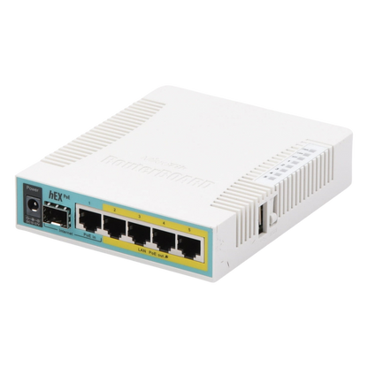 (hEX PoE) Routerboard 5 puertos Gigabit Ethernet PoE 802.3at, 1 Puerto USB