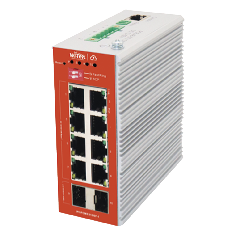 Switch L2+ PoE Industrial / Administración Cloud-Web-CLI / 8 Puertos PoE af/at 100/1000 Mbps / 2 Puertos SFP Gigabit / Presupuesto PoE 120 W