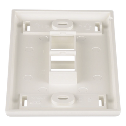 Placa de Pared Vertical, Salida Para 2 Puertos Keystone, Con Espacios Para Etiquetas, Color Blanco Mate