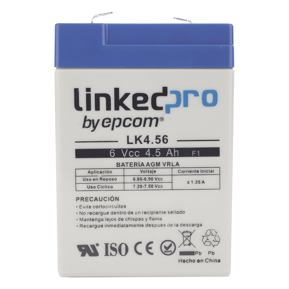 Batería de respaldo 6 V | 4.5 Ah | AGM | Especial para Seguridad Electrónica | UPS | Sistemas de Emergencia | Vida útil 5 años | Terminales F1