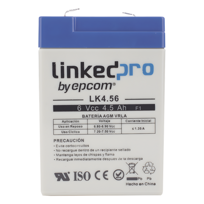 Batería de respaldo 6 V | 4.5 Ah | AGM | Especial para Seguridad Electrónica | UPS | Sistemas de Emergencia | Vida útil 5 años | Terminales F1