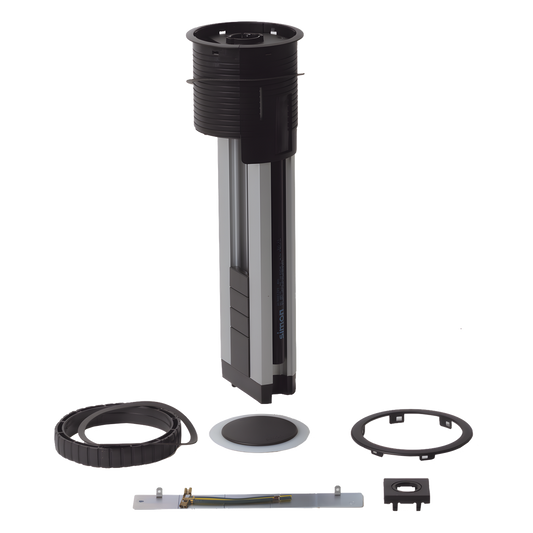 Teleblock Simon K45 para Voz, Datos, Multimedia o Contactos Eléctricos / Capacidad para 5 Módulos K45 / Apertura Automática con Tapa Abatible
