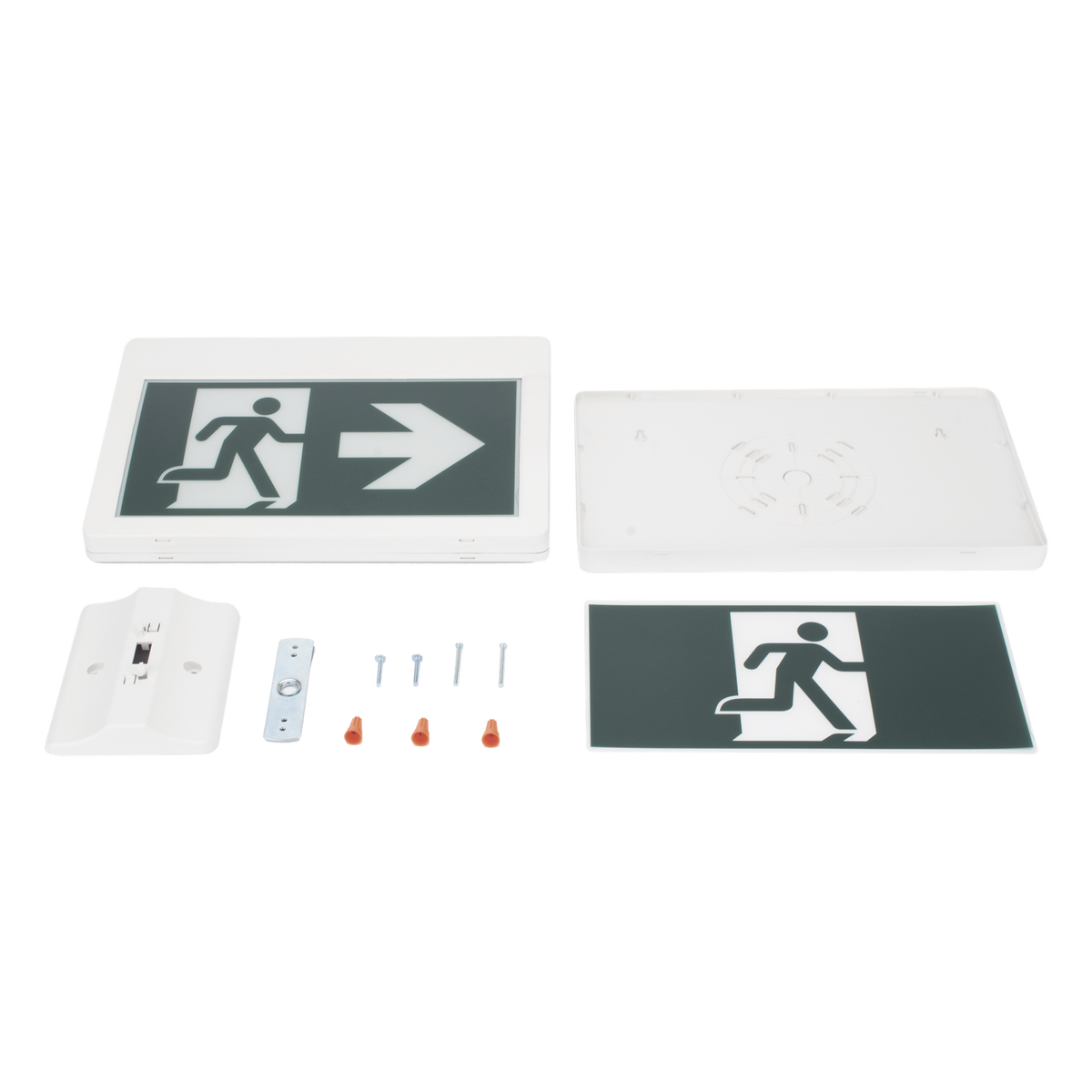 Letrero LED de Salida de Emergencia / Pictograma Intercambiable / 120 Lúmenes / Respaldo 120 Minutos / 120-347VCA / Pared, Techo o Lateral