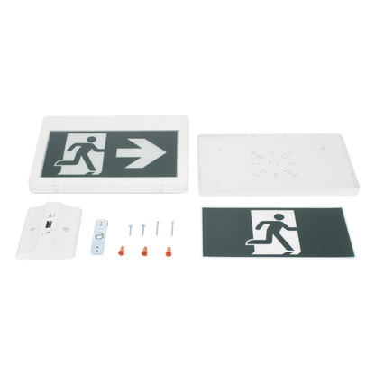 Letrero LED de Salida de Emergencia / Pictograma Intercambiable / 120 Lúmenes / Respaldo 120 Minutos / 120-347VCA / Pared, Techo o Lateral