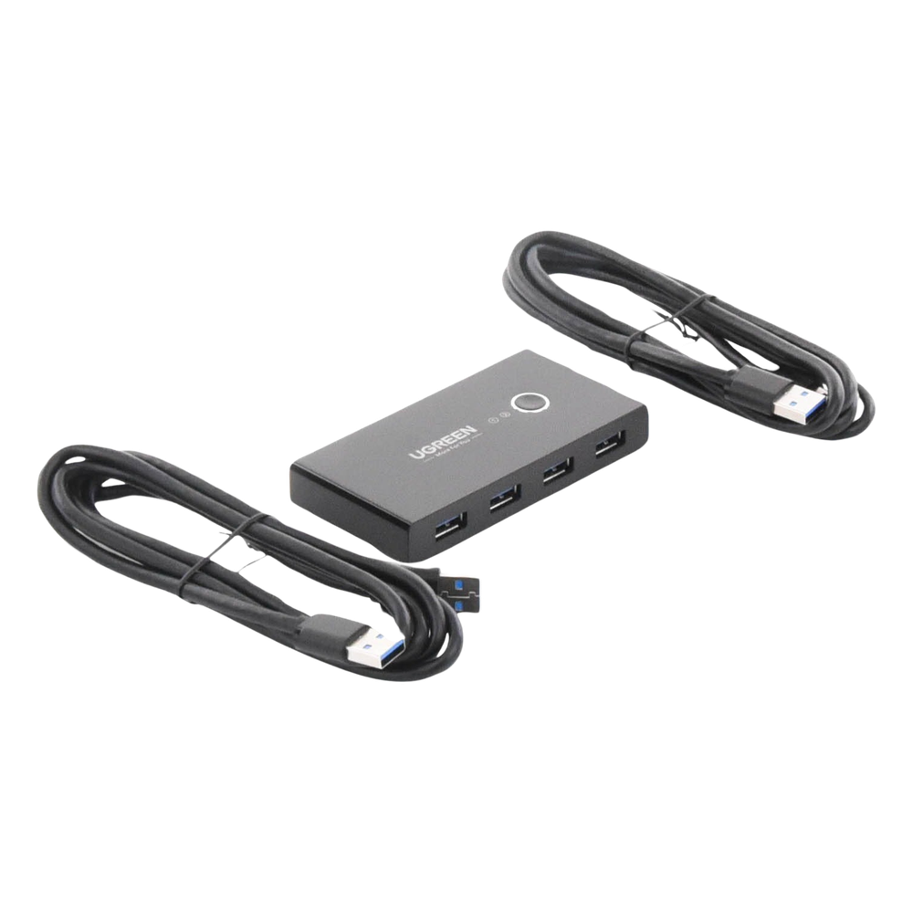 Conmutador USB para Compartir 4 Puertos USB 3.0 a 2 PC Ìs | Cambio Mediante Botón | Incluye Dos Cables USB de 1.5 m | ABS | Permite que 2 Usuarios