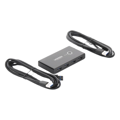 Conmutador USB para Compartir 4 Puertos USB 3.0 a 2 PC Ìs | Cambio Mediante Botón | Incluye Dos Cables USB de 1.5 m | ABS | Permite que 2 Usuarios