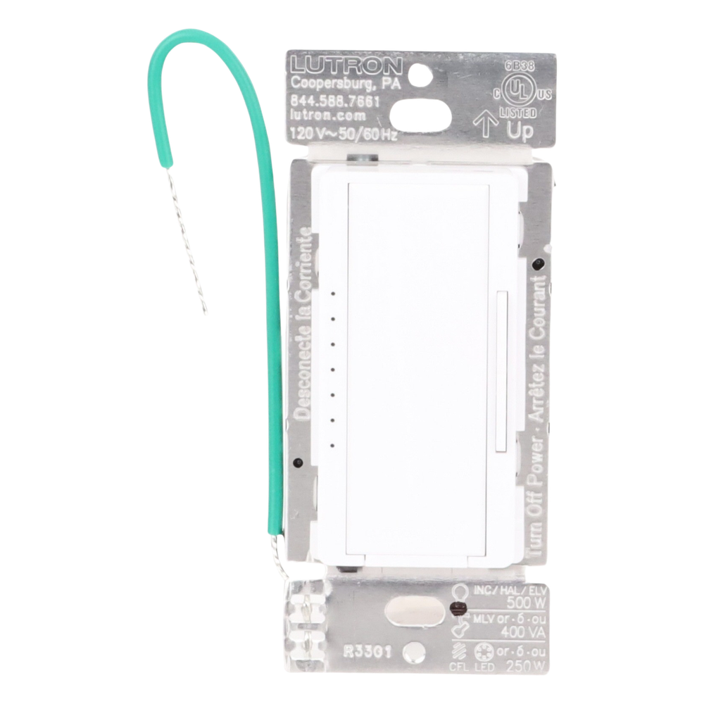 Atenuador de pared Maestro RF PRO de 120 V, 250 W en LED o 500 W incandescente, fase seleccionable y neutro opcional, para RadioRA 2, RA2 Select y