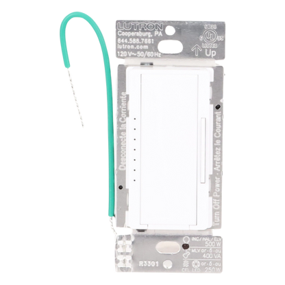 Atenuador de pared Maestro RF PRO de 120 V, 250 W en LED o 500 W incandescente, fase seleccionable y neutro opcional, para RadioRA 2, RA2 Select y