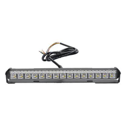 Luz Auxiliar de 45 LED, Top Rojo, Tricolor Rojo/Ambar/Blanco, 11.42", Lente Transparente, SAE