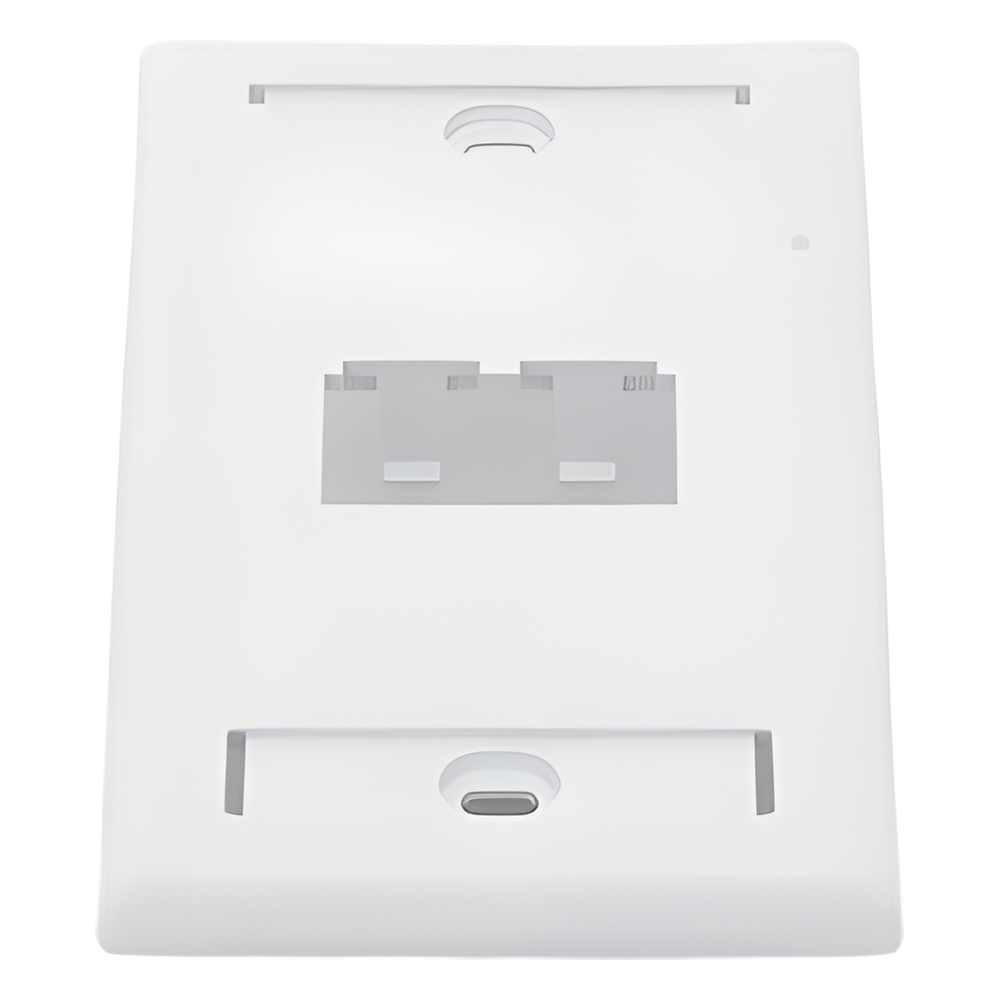 Placa de Pared Vertical Clásica, Salida Para 2 Puertos Mini-Com, Con Espacios Para Etiquetas, Color Blanco