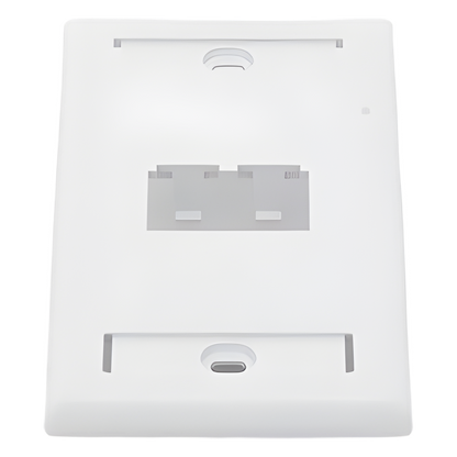 Placa de Pared Vertical Clásica, Salida Para 2 Puertos Mini-Com, Con Espacios Para Etiquetas, Color Blanco