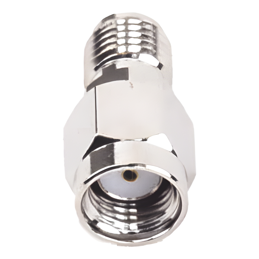 Adaptador en Línea de Conector SMA Macho Inverso a SMA Hembra, Níquel/ Oro/ Teflón
