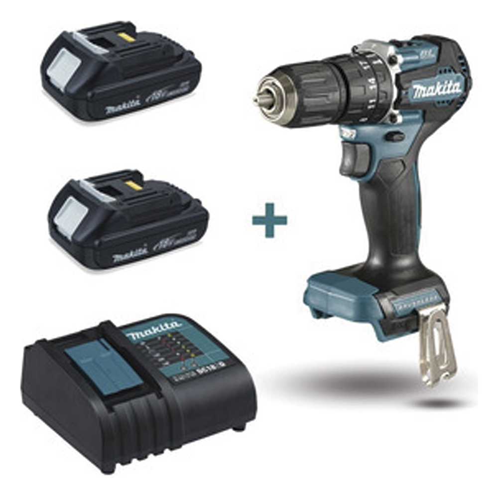 Rotomartillo/Taladro Inalámbrico SIN CARBONES, Broquero de 1/2", 1,700 RPM, 18V, Torque: 42 N.m C/2 Bat. (1.5Ah) y Cargador.