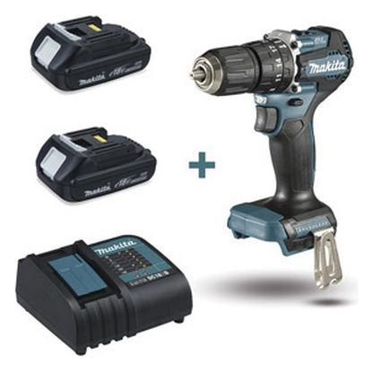 Rotomartillo/Taladro Inalámbrico SIN CARBONES, Broquero de 1/2", 1,700 RPM, 18V, Torque: 42 N.m C/2 Bat. (1.5Ah) y Cargador.