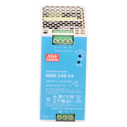 Fuente de poder industrial para riel DIN / 240W / 24Vcc / 10A / Entrada: 90-264Vca