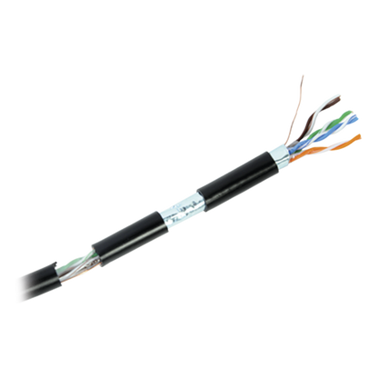 Bobina de cable de 305 m, Cat5e , FTP, blindado, para intemperie, color negro, UL, para aplicaciones en video vigilancia, redes de datos (Carrete